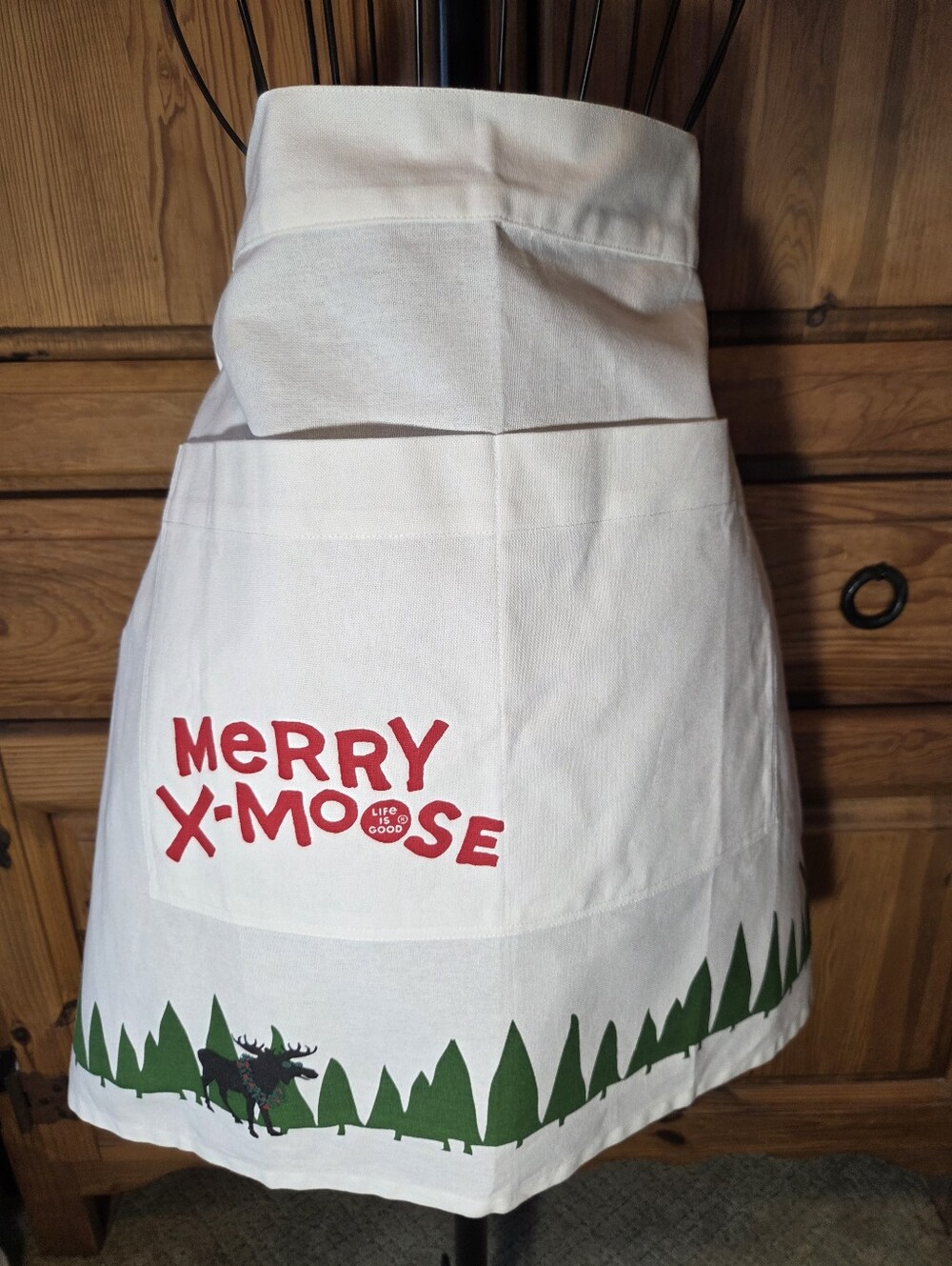 Life Is Good Merry X-Moose Christmas Holiday Apron NWOT